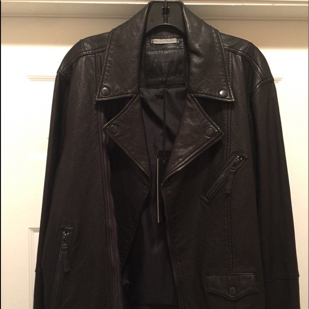 Madison Supply Leather Moto Jacket size L